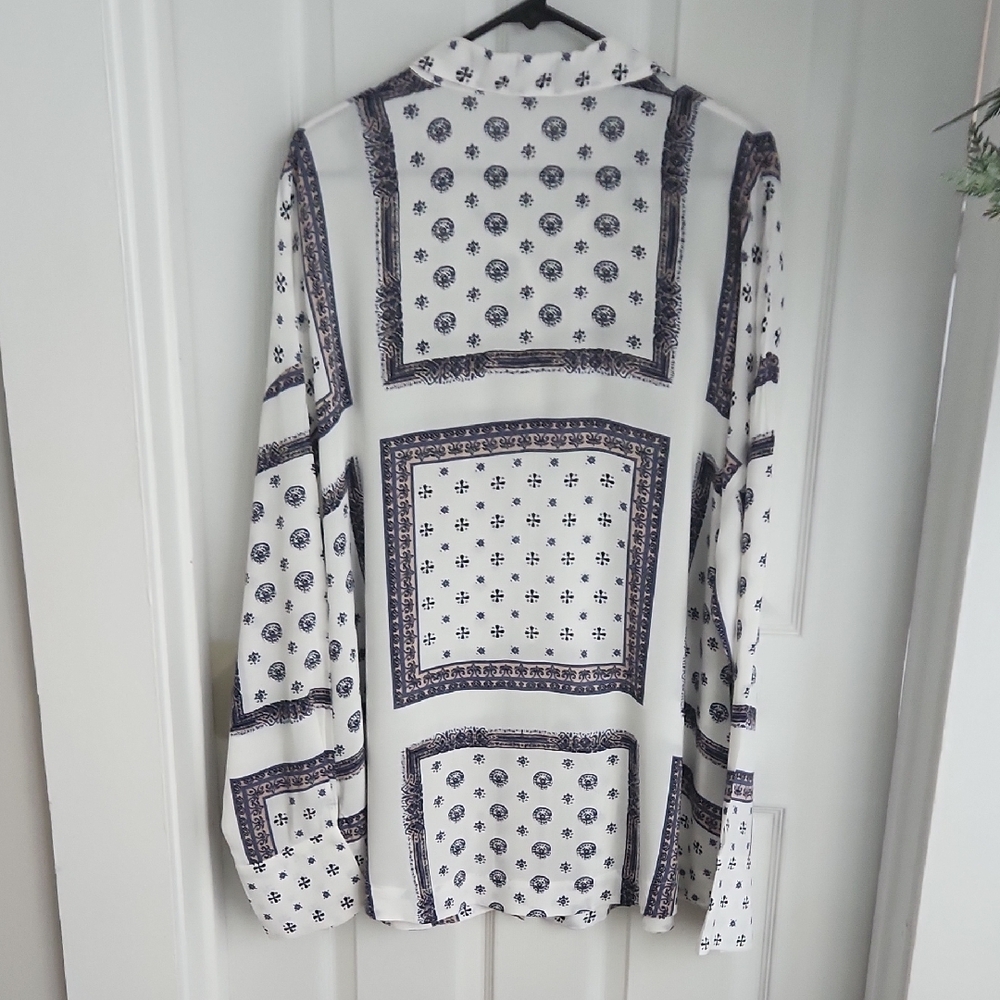 Free People Oversized Button-Up Bandana Print Blouse - Picture 8 of 8